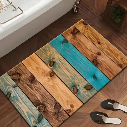 Tapis de bain diatomite effet bois vintage – Super absorbant