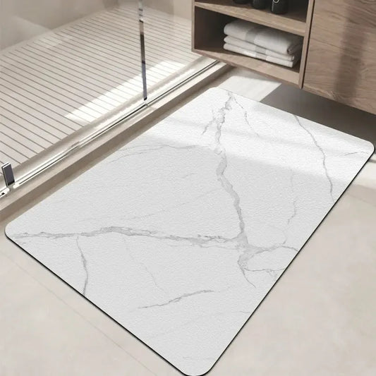 Tapis de bain diatomite effet marbre - Super absorbant