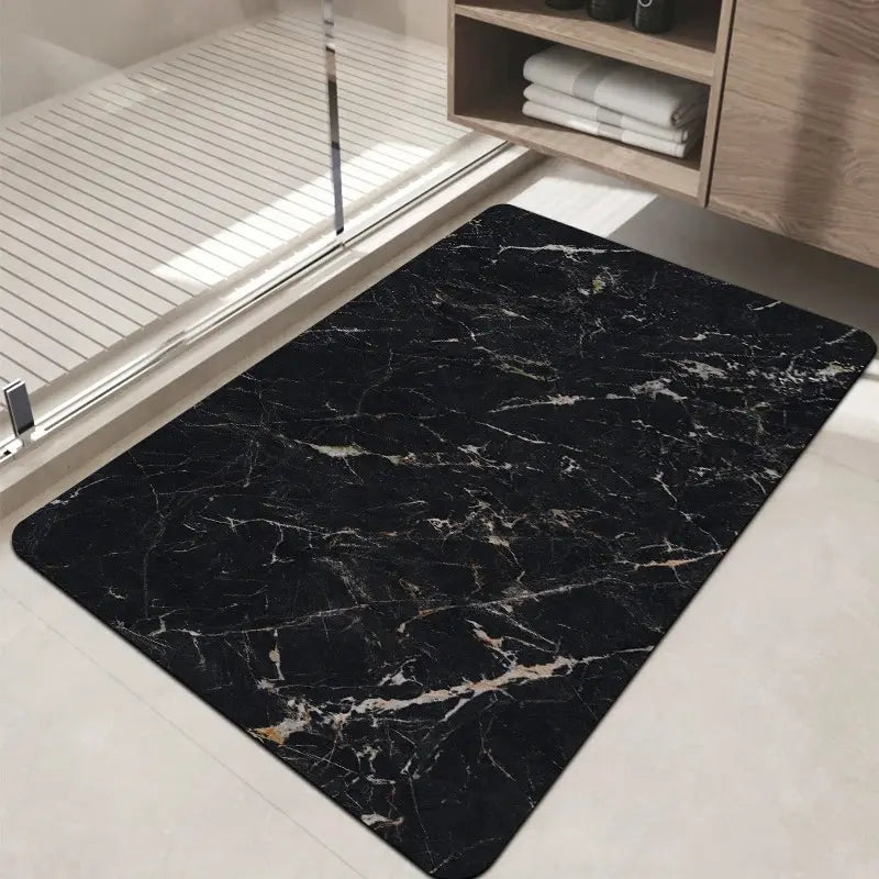 Tapis de bain diatomite effet marbre - Super absorbant