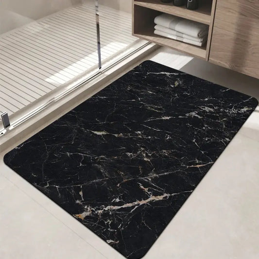 Tapis de bain diatomite effet marbre - Super absorbant