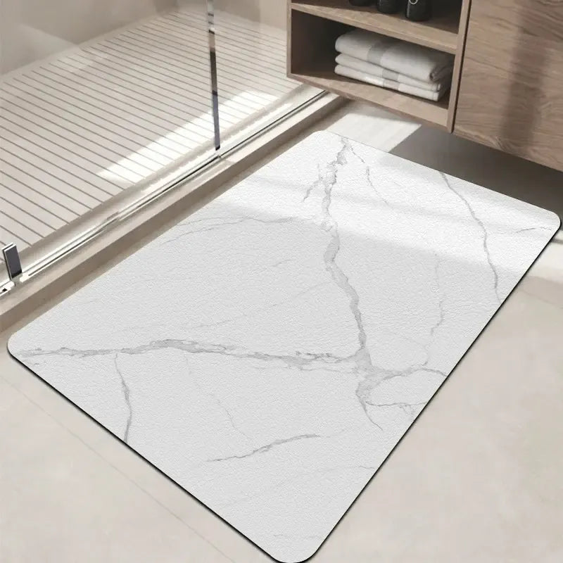 Tapis de bain diatomite effet marbre - Super absorbant