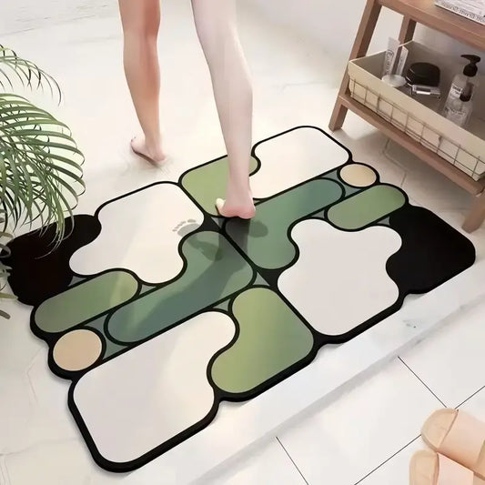 Tapis de bain diatomite forme spéciale – Absorption ciblée antidérapante