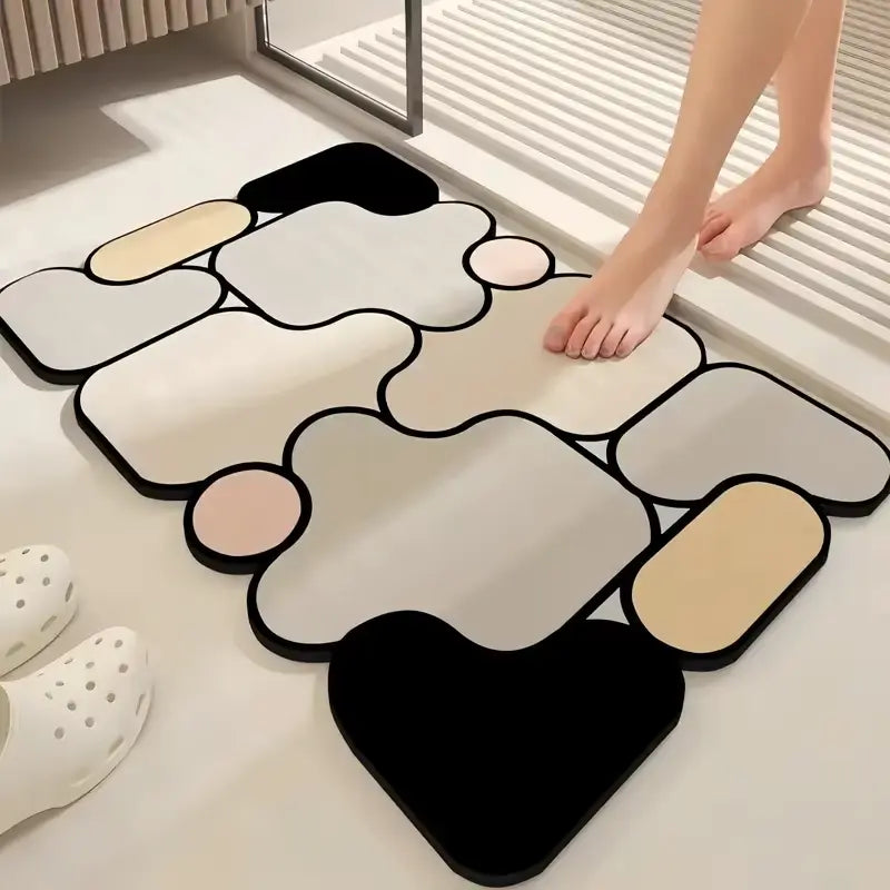 Tapis de bain diatomite forme spéciale – Absorption ciblée antidérapante