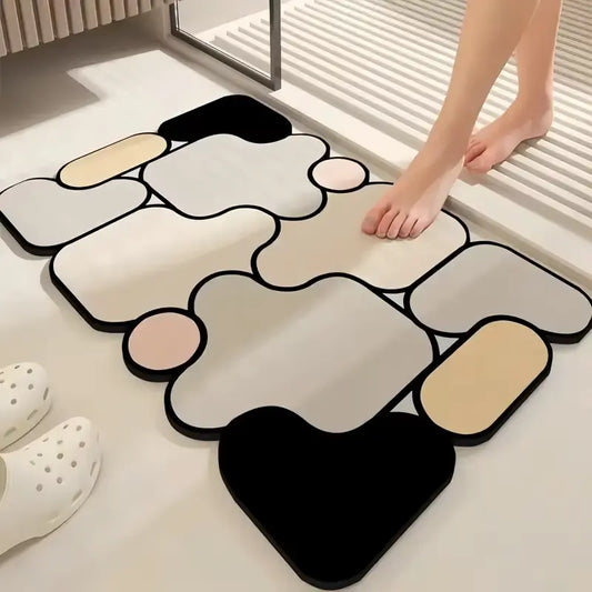 Tapis de bain diatomite forme spéciale – Absorption ciblée antidérapante