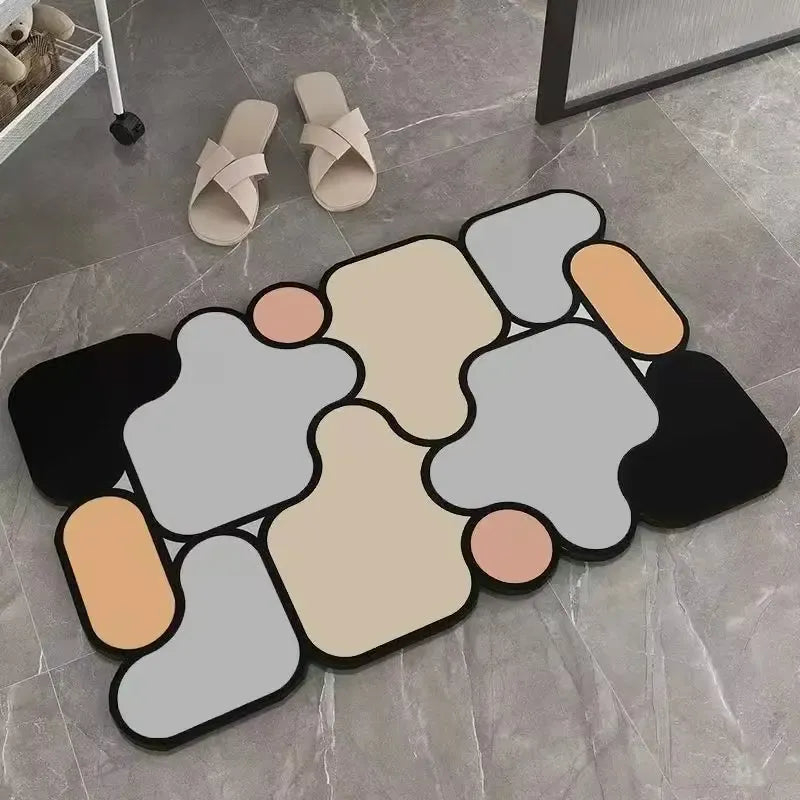 Tapis de bain diatomite forme spéciale – Absorption ciblée antidérapante