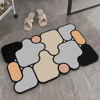 Tapis de bain diatomite forme spéciale – Absorption ciblée antidérapante