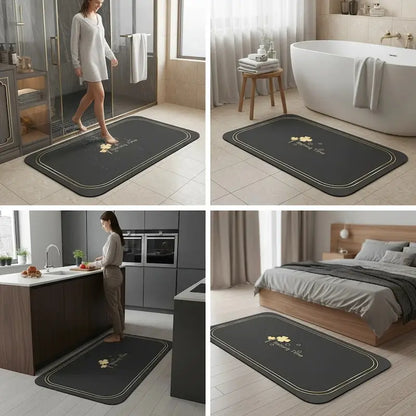 Tapis de bain diatomite gel de silice – Séchage rapide doux