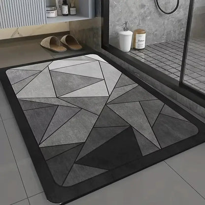 Tapis de bain diatomite géométrique – Séchage rapide