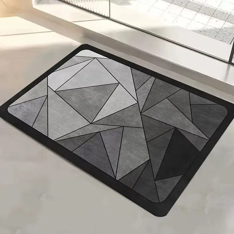 Tapis de bain diatomite géométrique – Séchage rapide