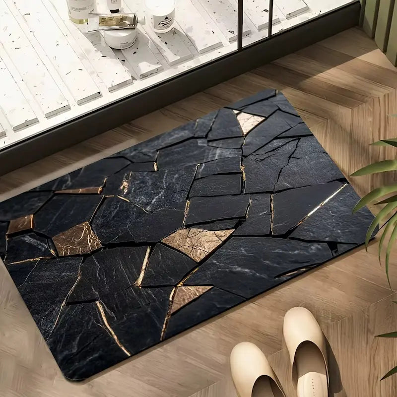 Tapis de bain diatomite marbré – Antidérapant élégant