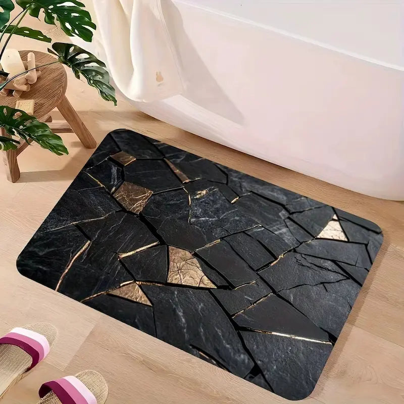 Tapis de bain diatomite marbré – Antidérapant élégant