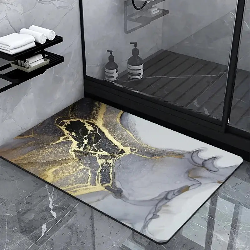 Tapis de bain diatomite marbre luxe – Antidérapant décoratif