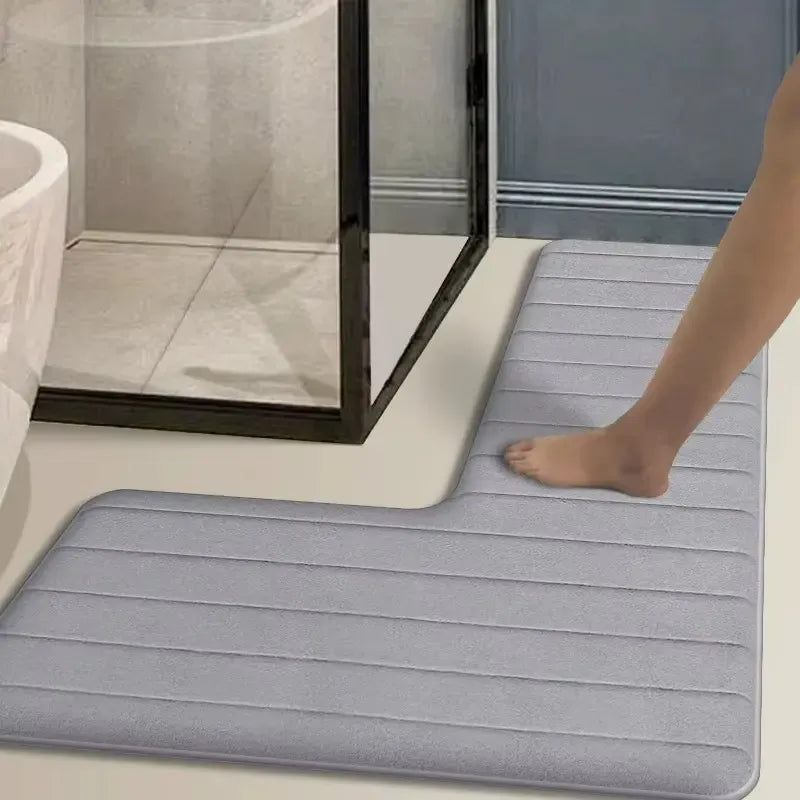 Tapis de bain en L flanelle absorbante – Protection d’angle | LignaSoft