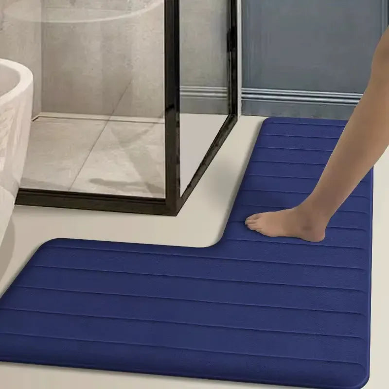 Tapis de bain en L flanelle absorbante – Protection d’angle | LignaSoft
