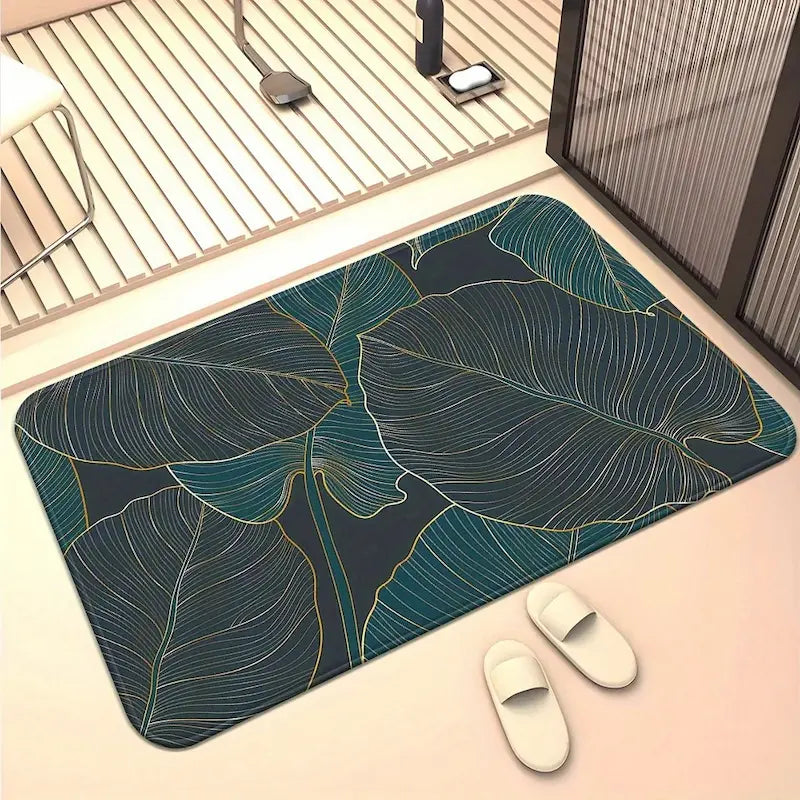 Tapis de bain feuilles tropicales - Absorbant antidérapant