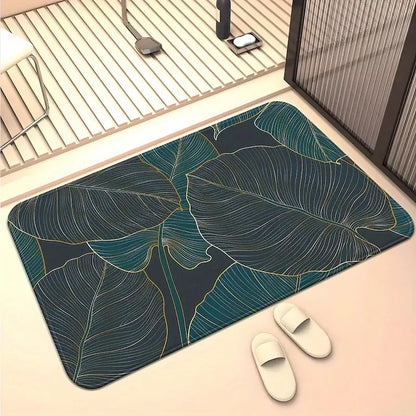 Tapis de bain feuilles tropicales - Absorbant antidérapant