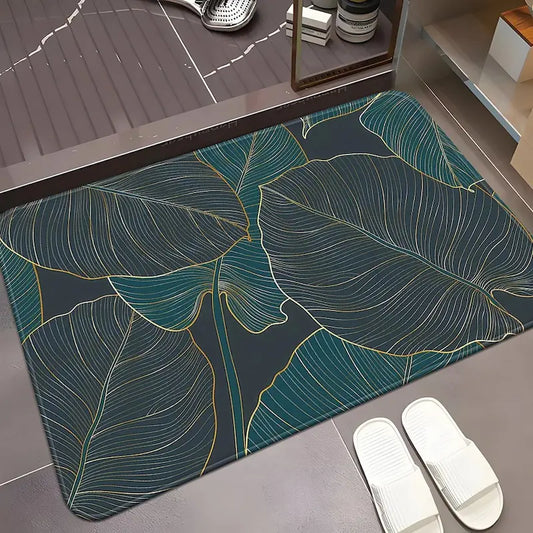 Tapis de bain feuilles tropicales - Absorbant antidérapant