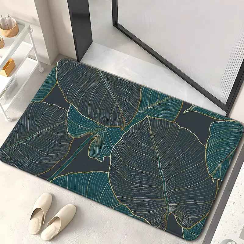 Tapis de bain feuilles tropicales - Absorbant antidérapant