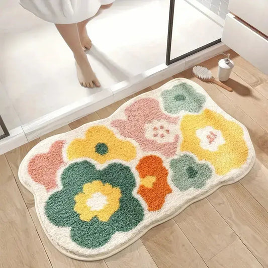 Tapis de bain fleuri extra doux – Absorbant antidérapant