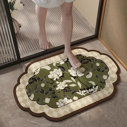 Tapis de bain floral vintage - Absorbant séchage rapide