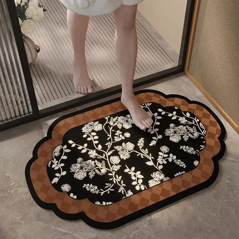 Tapis de bain floral vintage - Absorbant séchage rapide