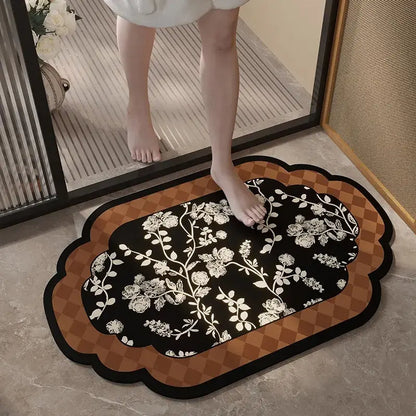 Tapis de bain floral vintage - Absorbant séchage rapide