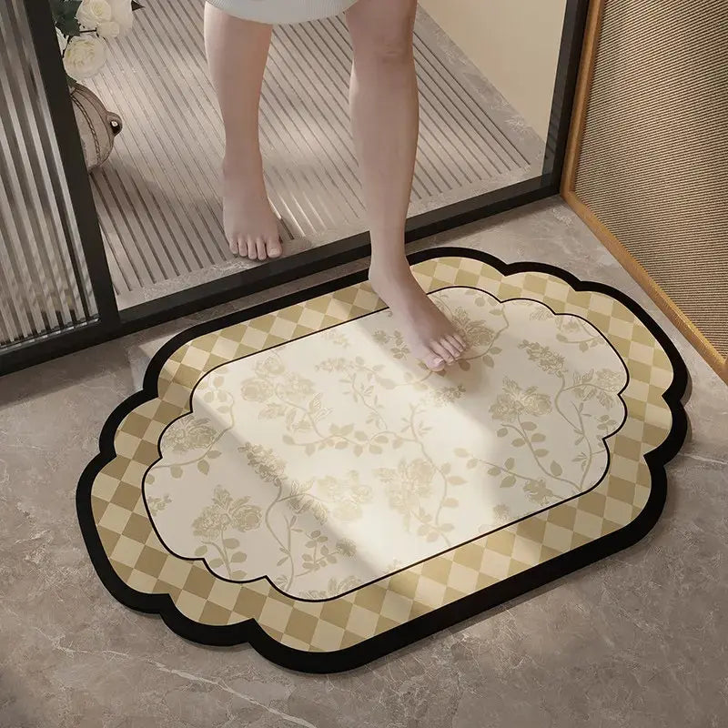 Tapis de bain floral vintage - Absorbant séchage rapide