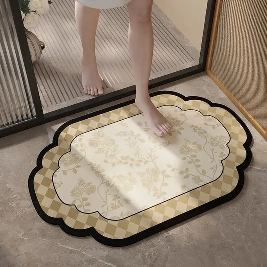 Tapis de bain floral vintage - Absorbant séchage rapide