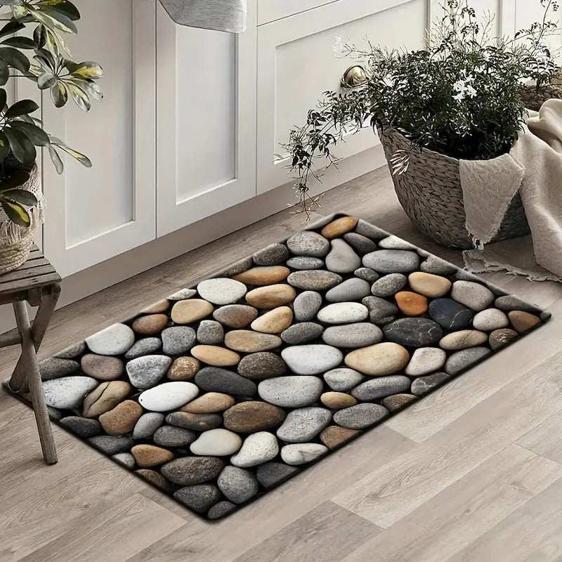 Tapis de bain galets naturels - Antidérapant & facile à nettoyer