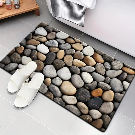 Tapis de bain galets naturels - Antidérapant & facile à nettoyer
