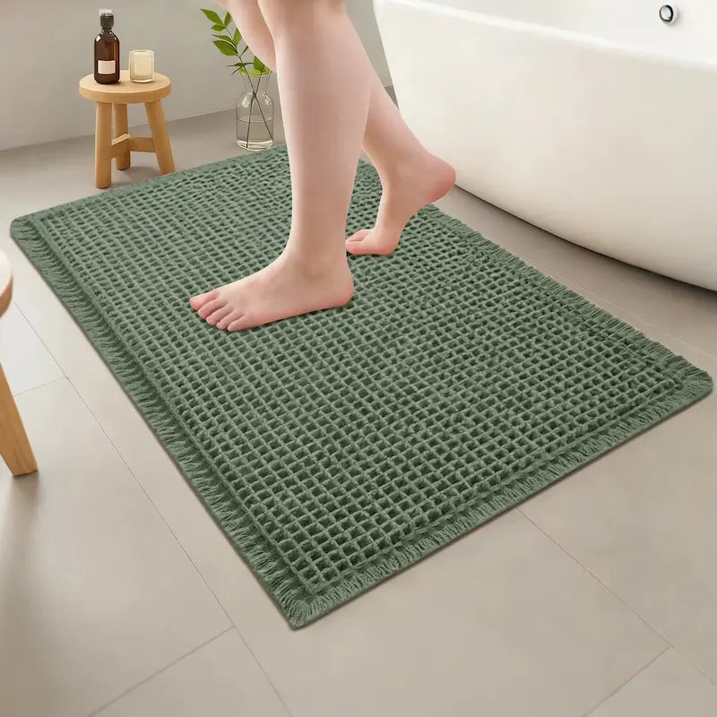Tapis de bain gaufré doux – Absorbant à glands