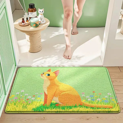 Tapis de bain imprimé chat – Ultra doux & antidérapant