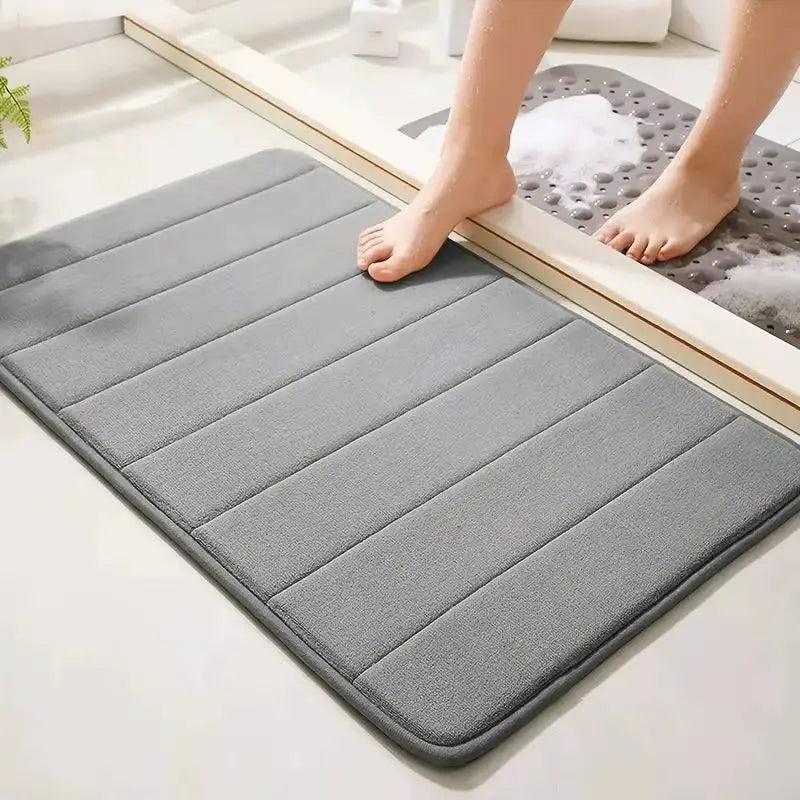 Tapis de bain mousse à mémoire de forme gris – Confort moelleux