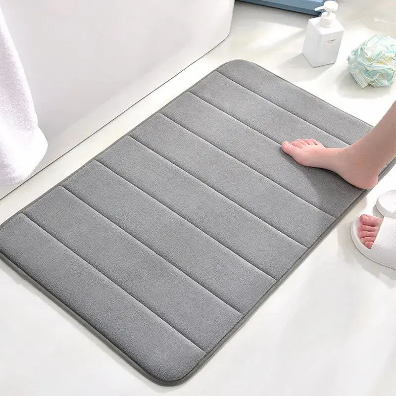 Tapis de bain mousse à mémoire de forme gris – Confort moelleux