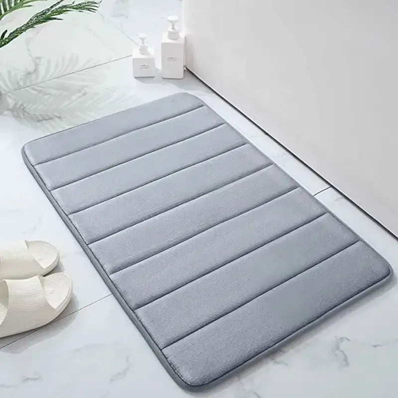 Tapis de bain mousse à mémoire de forme gris – Confort moelleux