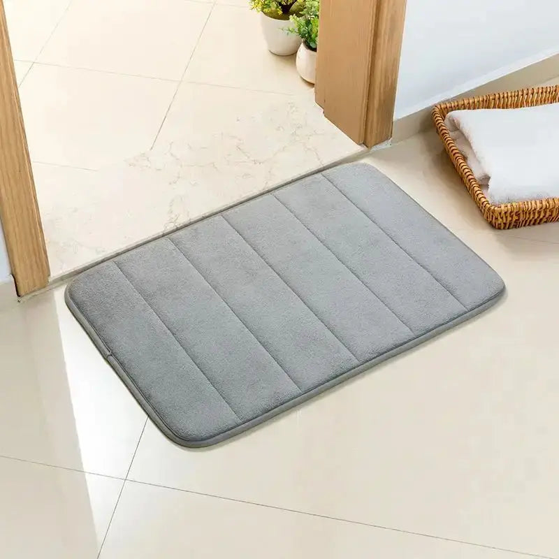 Tapis de bain mousse à mémoire de forme gris – Confort moelleux