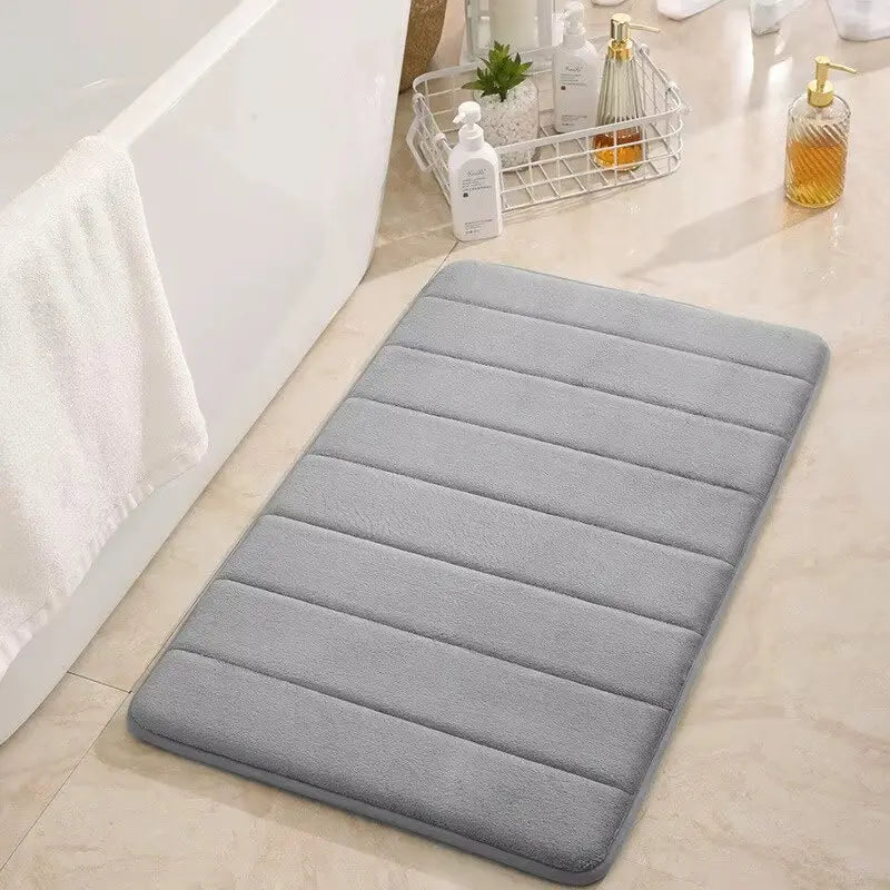 Tapis de bain mousse à mémoire de forme gris – Confort moelleux