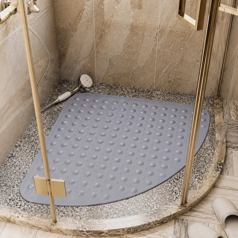 Tapis de douche d’angle PVC – Ventouses antidérapantes